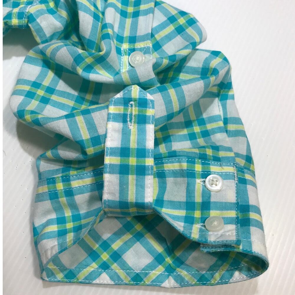 St John’s Bay Green White Plaid Semi Sheer Roll Tab Sleeves Shirt Women L - Picture 5 of 8